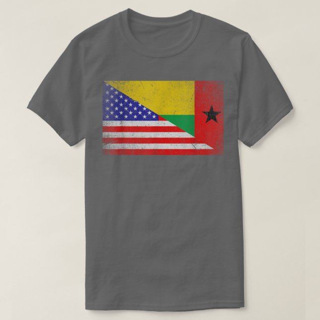 Camiseta Legal Guiné-Bissau Bandeira EUA Bandeira Americana (Frente do Design)