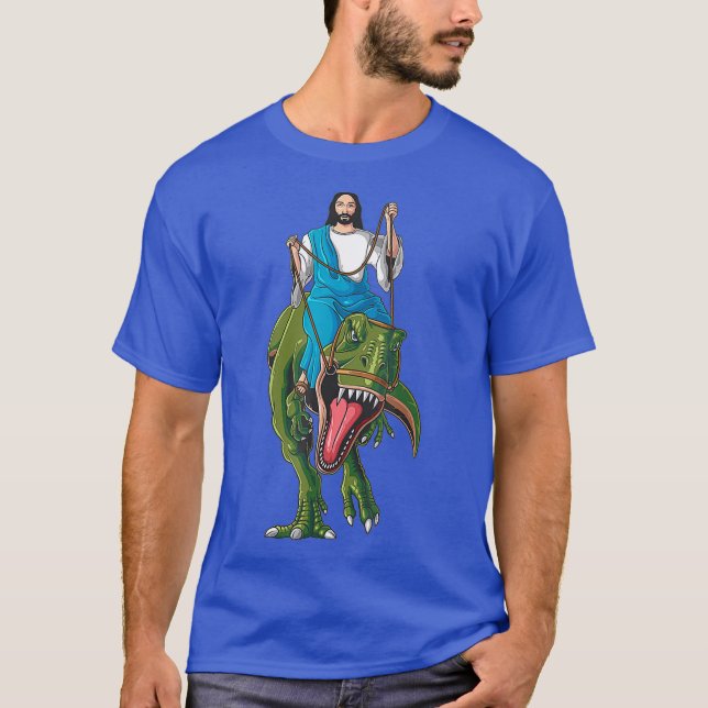 Camiseta Legal Jesus Correndo Dinossauro Engraçado Christia (Frente)