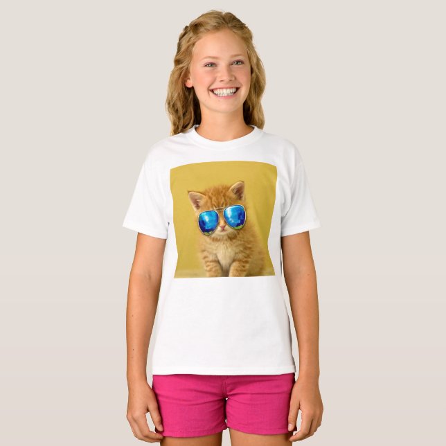 Camiseta Legal Kitten com óculos escuros (Frente Completa)