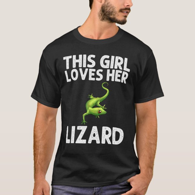 Camiseta Legal Lagarto Para Meninas Gecko Green Reptile Ani (Frente)