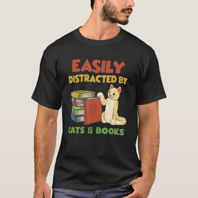 Camiseta Legal Leitor De Livros Para Homens, Gato De Livros (Frente)