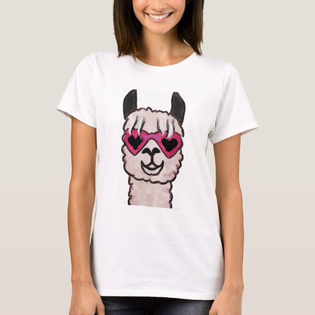 Camiseta Legal Llama com óculos cardíacos (Frente)