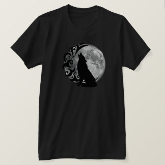 Camiseta Legal Lobo Negro Negro Estrela da Lua Cheia Magia
