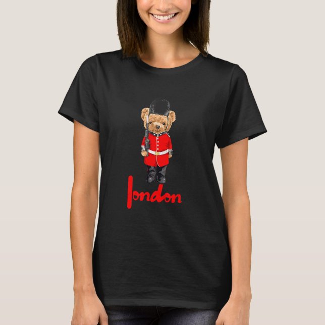 Camiseta Legal Londres Teddy Bear Illustração Gráfica Desi (Frente)