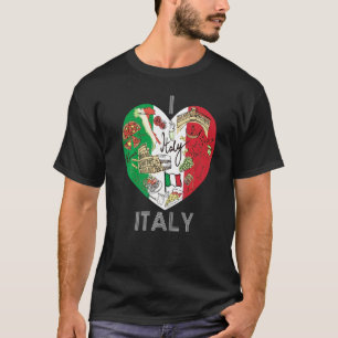 Camiseta Legal Mapa italiano de bandeira coração Itália grá