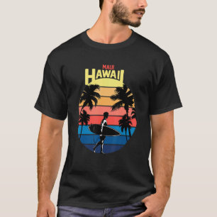 Camiseta Legal Maui Hawaii Retro Sunset Com Palm Tree Surfi