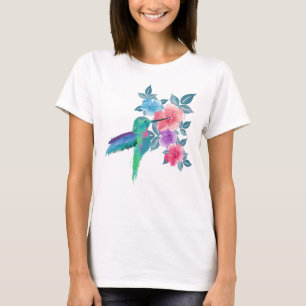 Camiseta Legal modinha-aquarela hummingbird floral