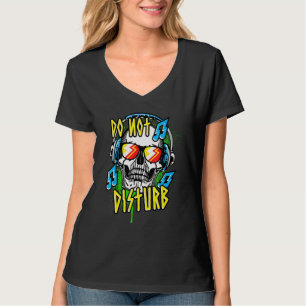 Camiseta Legal Não Incomodar Ouvindo Músicos De Crânio