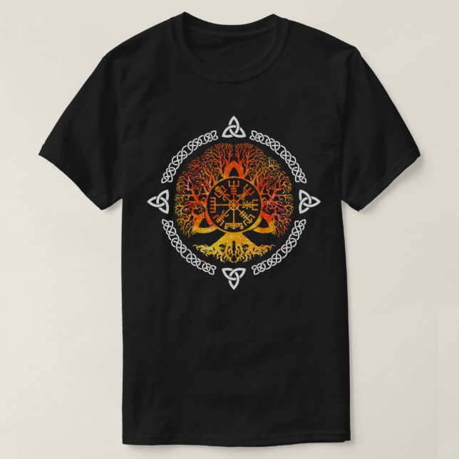 Camiseta Legal Norse Viking Yggdrasil Awe Tree Of Life Retr (Frente do Design)