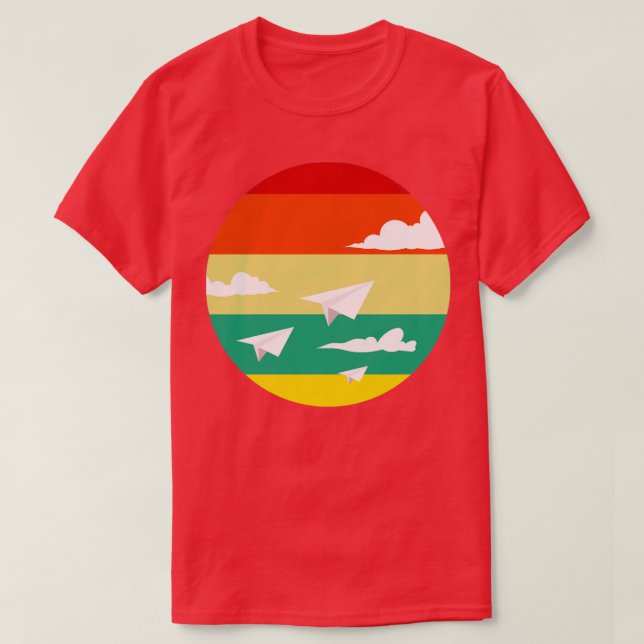Camiseta Legal Origami Paper Planes Retro Sunset (Frente do Design)