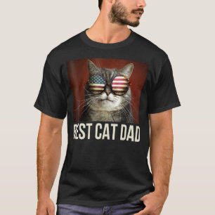 Camiseta Legal Pai de Gato Bandeira Americana Óculos de sol