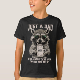 Camiseta Legal Pai Raccoon Com Citação Engraçada Com Leite