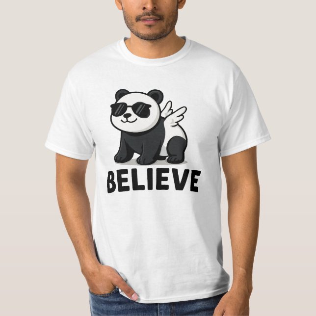Camiseta Legal Panda com óculos de sol acredite em motivaçã (Frente)