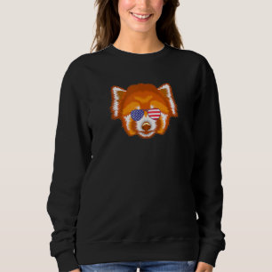 Camiseta Legal Panda Vermelha Vestindo Bandeira Americana Ó