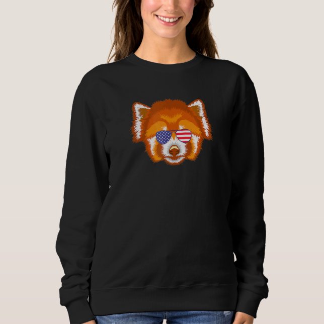 Camiseta Legal Panda Vermelha Vestindo Bandeira Americana Ó (Frente)