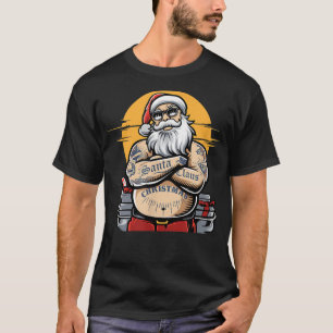 Camiseta Legal Papai Noel com tatuagens Engraçado Sant de N