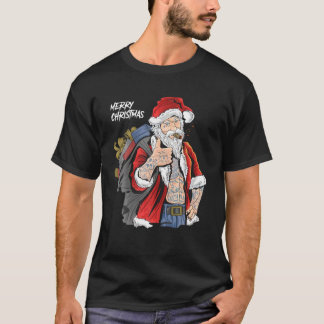 Camiseta Legal Papai Noel Vestindo Óculos Cigarros Fumantes