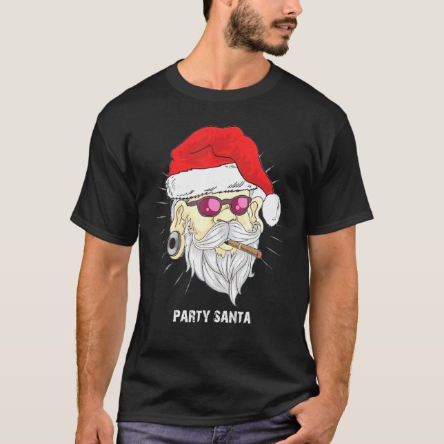Camiseta Legal Papai Noel Vestindo Óculos Cigarros Fumantes (Frente)