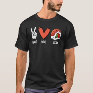 Camiseta Legal Paz Amor Sushi Art Para Homens Mulheres Japo