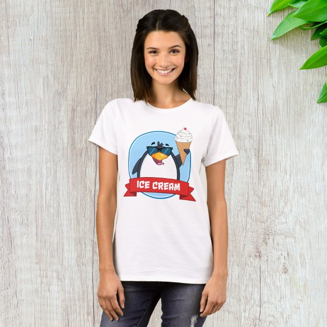 Camiseta Legal Penguin Holding Sorvete (Criador carregado)