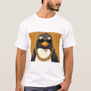 Camiseta Legal pinguim, Jaqueta e óculos de sol com fundo