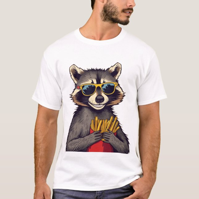 Camiseta Legal Raccoon a gostar de Fries (Frente)