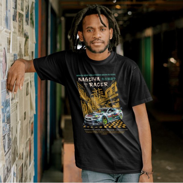 Camiseta Legal racer japonês Graphic trabalho de arte para  (Cool car racer. Japanese car racing. Modern retro graphic artwork on black tshirts for men. Teen)