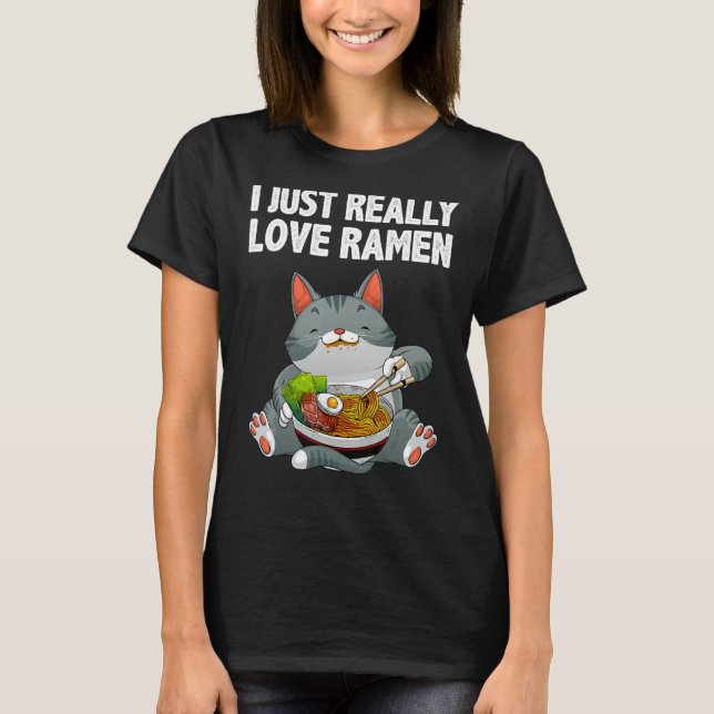 Camiseta Legal Ramen Para Homens Mulher Gata Japonesa Sopa  (Frente)
