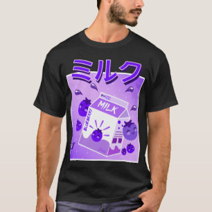 Camiseta Legal Retro 90 Japonês Kawaii Blueberry Milk Shak