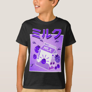 Camiseta Legal Retro 90 Japonês Kawaii Blueberry Milk Shak