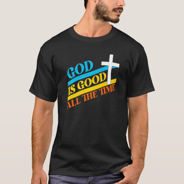 Camiseta Legal Retro Christian dizendo Deus é bom o tempo t (Frente)