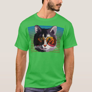 Camiseta Legal Retro Vintage Cat Vestindo óculos solares De