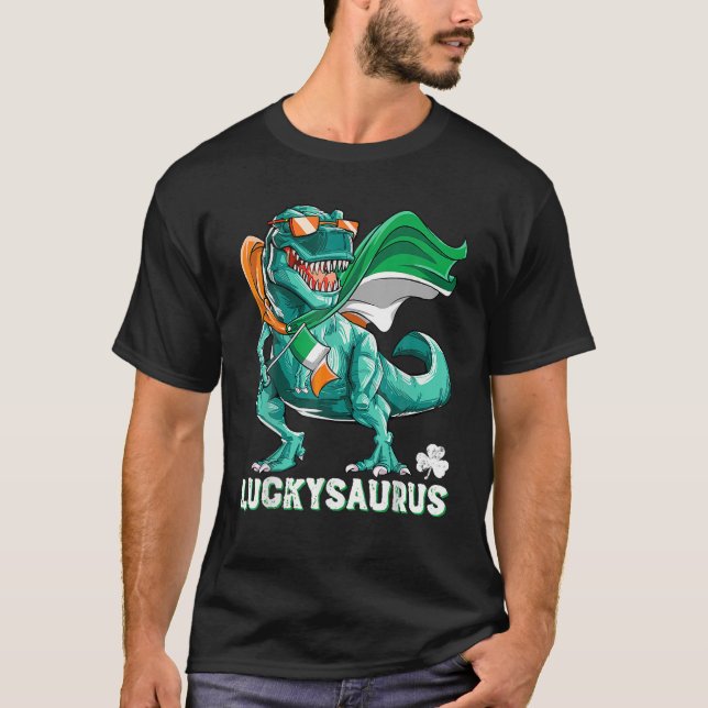 Camiseta Legal Rua irlandesa Lucky Saurus Dinosaur T Rex Fl (Frente)