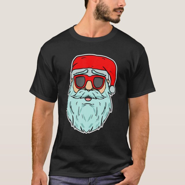 Camiseta Legal Santa Claus Óculos escuros Feliz do Natal Ch (Frente)