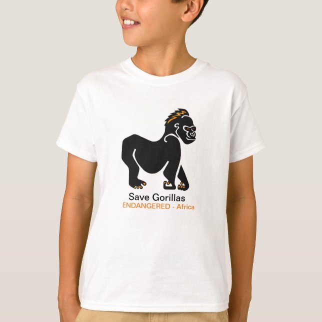 Camiseta Legal Save GORILLAS - Imagem animal ameaçada (Frente)