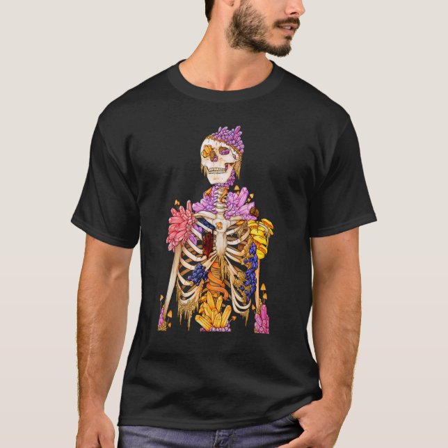 Camiseta Legal Skeleton Plant Nature Crystal Mushroom Gótic (Frente)