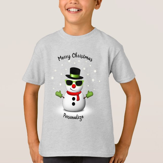 Camiseta Legal Snowman Adorável Smirk Christmas Personalize (Frente)