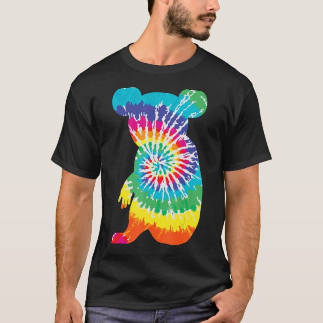 Camiseta Legal Tie Dye Koala Rainbow Impressão Animal Hippi (Frente)