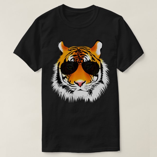 Camiseta Legal Tigre de Gato com Design de óculos de sol (Frente do Design)