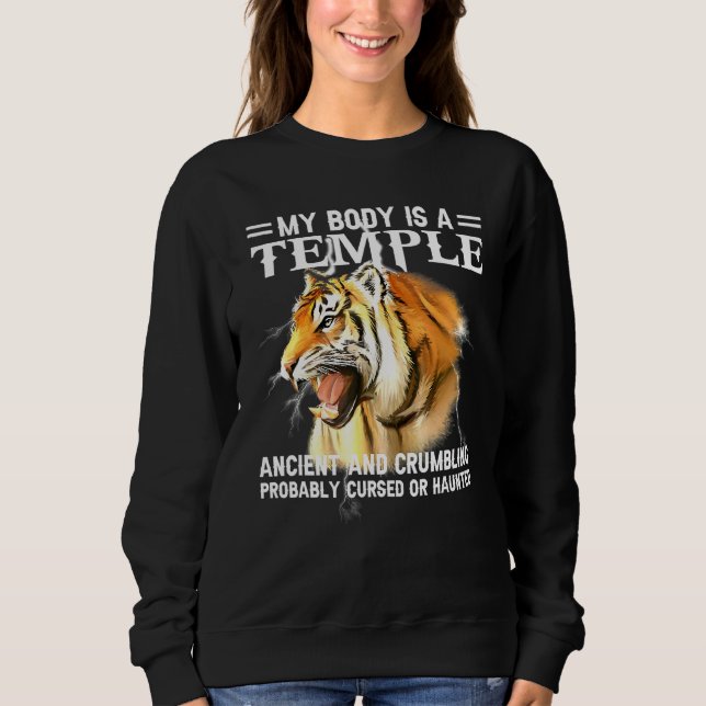 Camiseta Legal Tigre Meu Corpo É Um Antigo Templo E Crumbli (Frente)