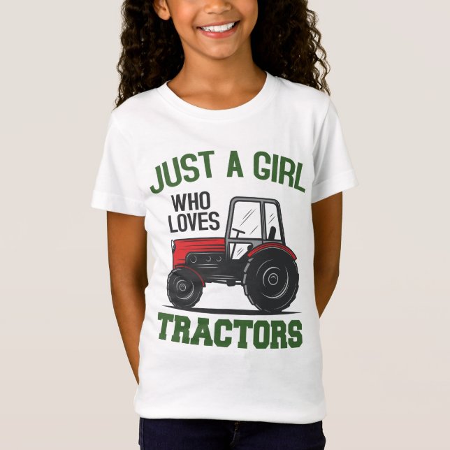 Camiseta Legal Trator Lover Apenas Uma Menina Que Ama Trato (Frente)