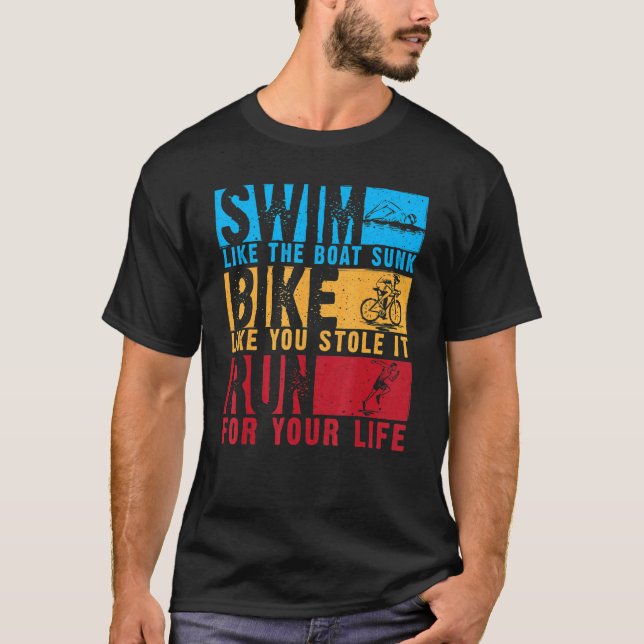 Camiseta Legal Triathlon Para Homens Cargueiros, Natação De (Frente)