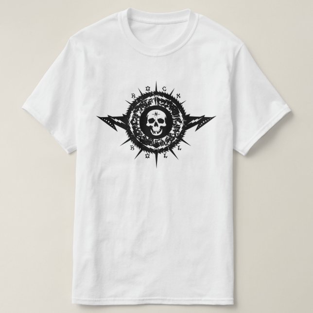 Camiseta Legal única, rolo, esplendor de crânio de metal pe (Frente do Design)