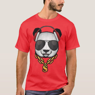 Camiseta Legal Urso De Panda Com Óculos De Sol Fone De Ouvi