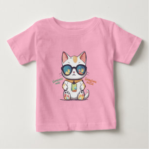 Camiseta Legal Verão Gato Vestindo Óculos de sol