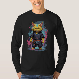 Camiseta Legal Watercolor Yellow Ninja Cat Warrior