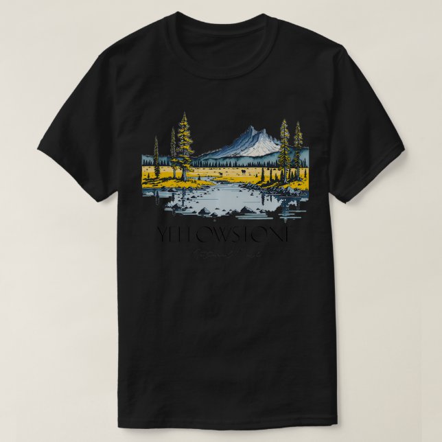 Camiseta Legal Yellowstone National Park Hiking Watercolor  (Frente do Design)
