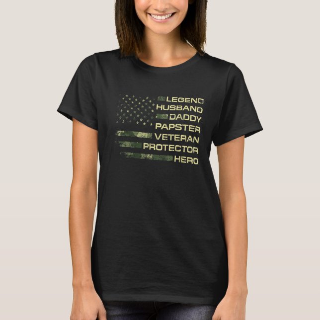 Camiseta Legend Husband Daddy Papster Veteran Protector Her (Frente)