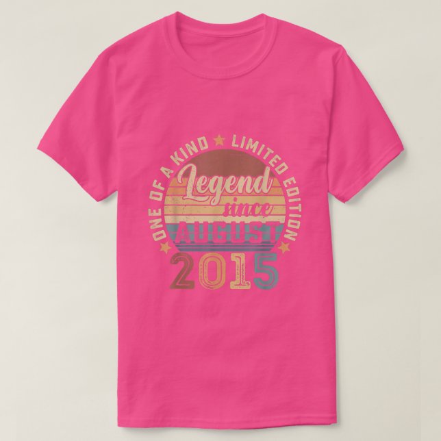 Camiseta Legend Since August 2015 7th Birthday Gift 7 Years (Frente do Design)