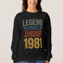 Camiseta Legend Since January 1981 Retro Birthday Classic
